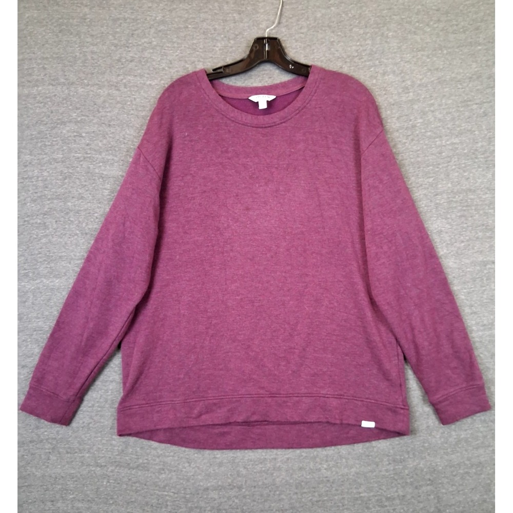 Orvis Womens Sweatshirt L Purple Fleece Pullover Outdoor Gorp Cozy Cabin Casual